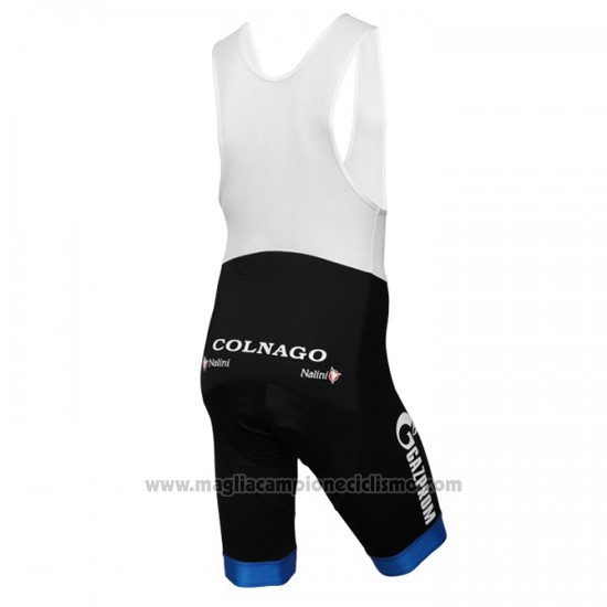 2016 Abbigliamento Ciclismo Gazprom Rusvelo Colnago Blu e Bianco Manica Corta e Salopette